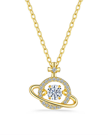 Celestia Moissanite Saturn Pendant Necklace