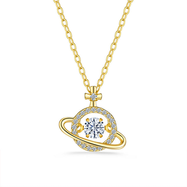 Celestia Moissanite Saturn Pendant Necklace