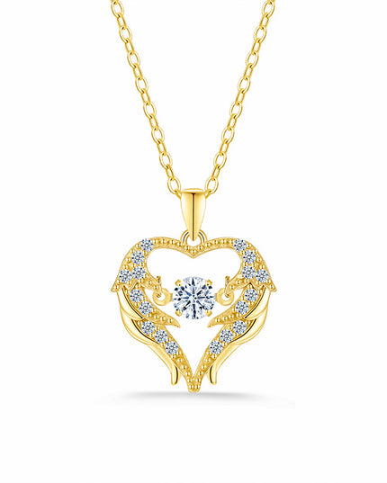 Seraphina Moissanite Angel Wings Heart Necklace