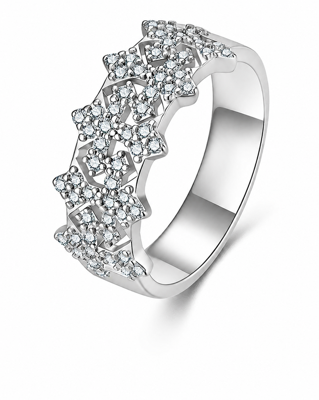 Cross-border best-selling S925 pure silver moissanite ring, European and American style luxury crown luxury index finger ring on a pure white background