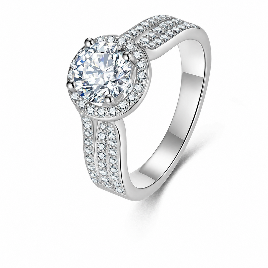 Cross-border hot-selling new S925 silver moissanite ring, electroplated platinum, hip-hop style luxury trendy hand accessories wholesale