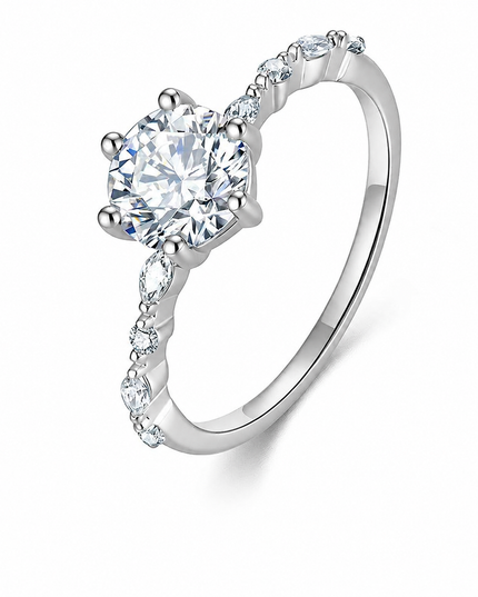 Cross-border LAZADA Southeast Asia best-selling moissanite ring S925 sterling silver sweet cool style high-end closed-mouth ring on a pure white background