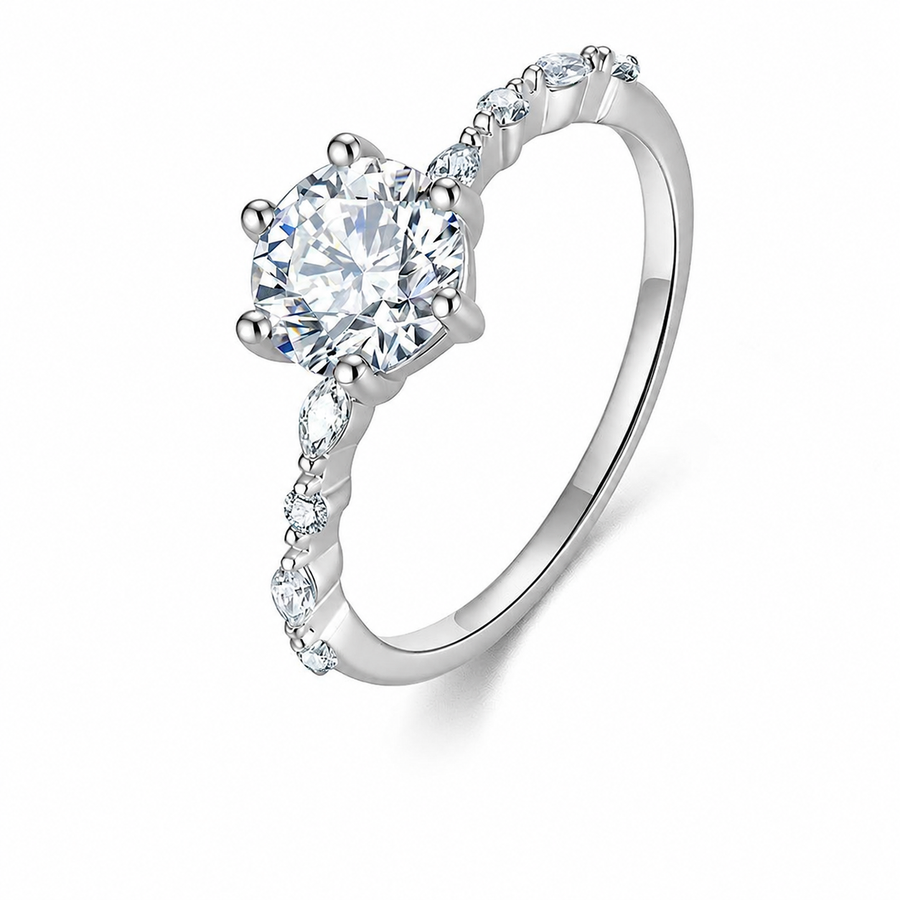 Cross-border LAZADA Southeast Asia best-selling moissanite ring S925 sterling silver sweet cool style high-end closed-mouth ring