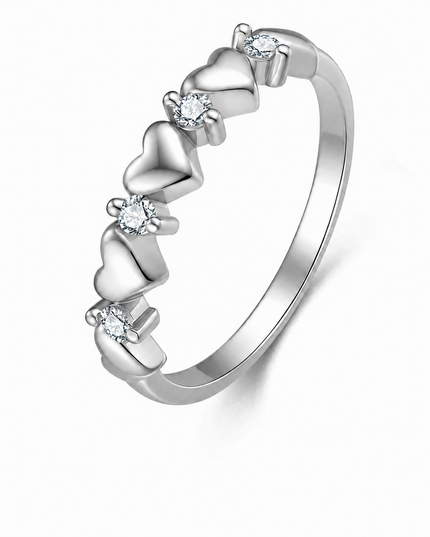 Korean INS style S925 pure silver moissanite ring, a beautiful heart ring for girlfriend as a Valentine's Day gift on a pure white background