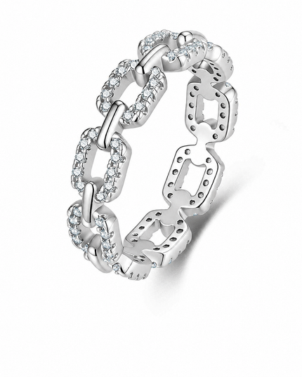 Korean Style InS925 Pure Silver Moissanite Ring, Popular Item: Hell Shackles Premium Korean Ring on a pure white background