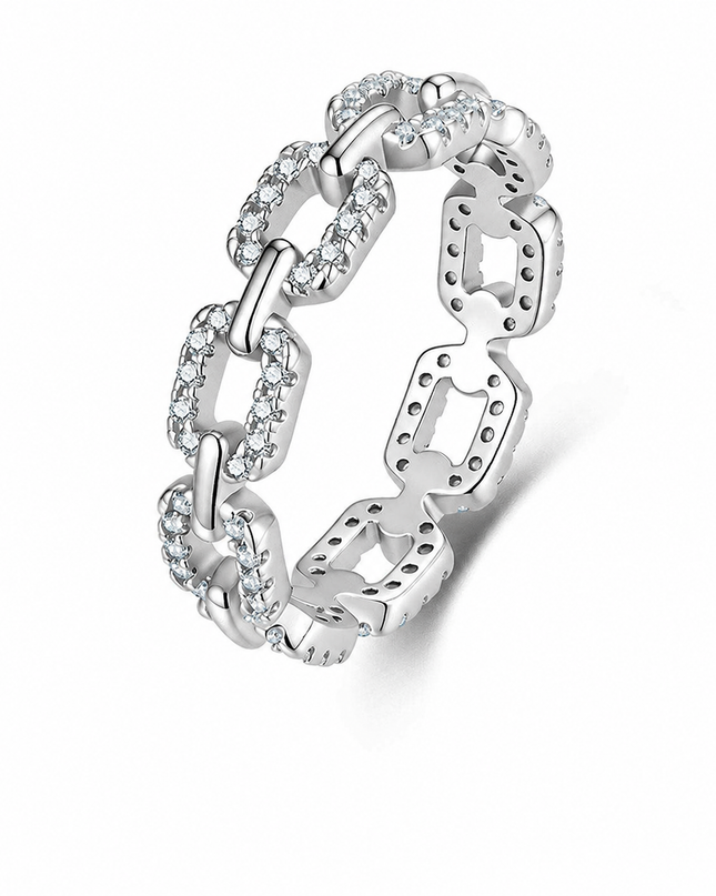 Korean Style InS925 Pure Silver Moissanite Ring, Popular Item: Hell Shackles Premium Korean Ring on a pure white background