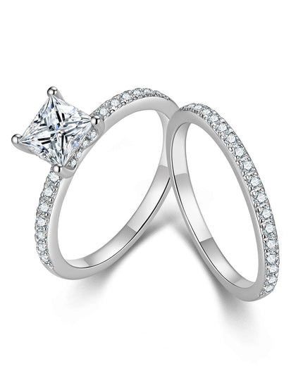 New set ring: Princess Fang S925 pure silver moissanite ring, pure silver silver gold-encased silver new Chinese style ring