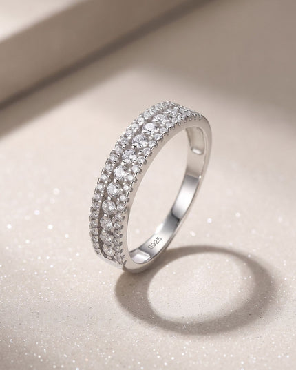 Fashion Trend Accessories S925 Pure Silver Moissanite Ring, Micro-Setting Row Ring, Half Ring, D Color Ultra Sparkling Personality Women's Ring