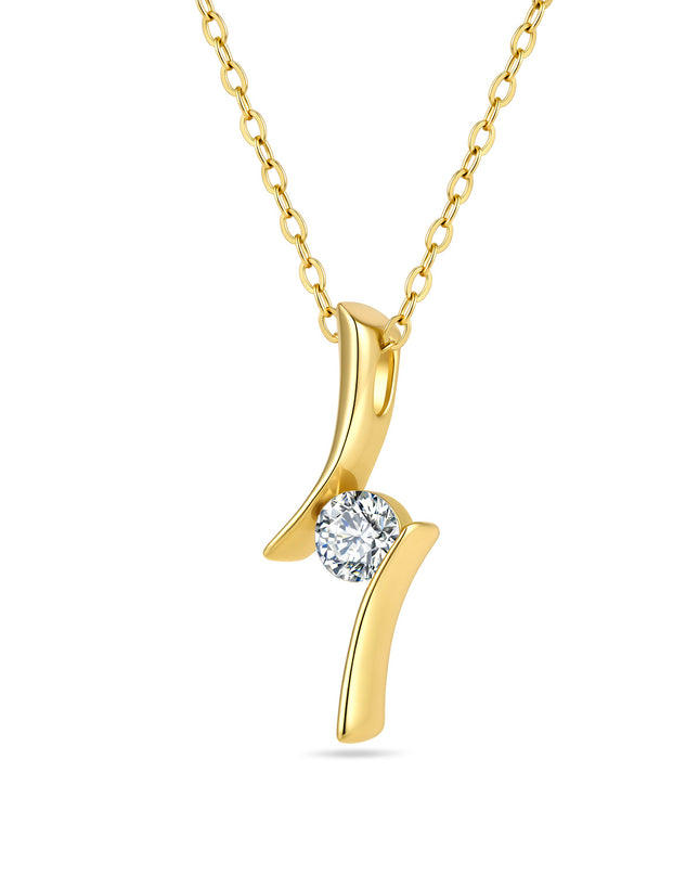 Elara Moissanite Curve Pendant Necklace