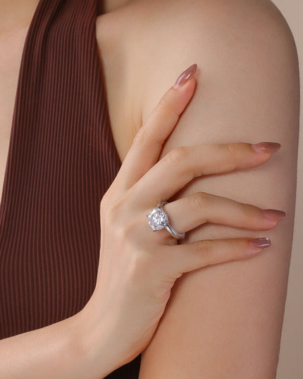 eaby Cross-border E-commerce S925 Sterling Silver Moissanite Ring, Bohemian Democratic Style 18K Gold Light Luxury Wedding Ring