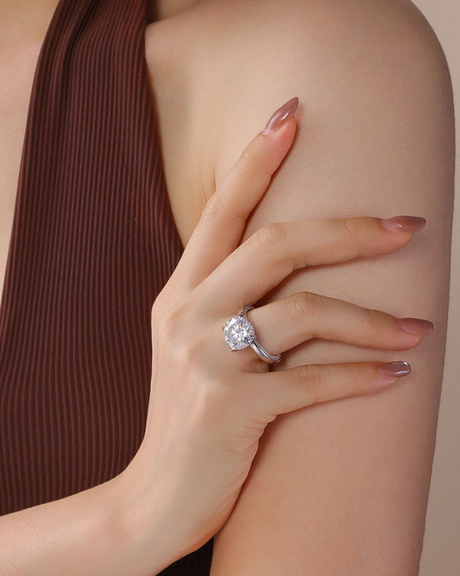 eaby Cross-border E-commerce S925 Sterling Silver Moissanite Ring, Bohemian Democratic Style 18K Gold Light Luxury Wedding Ring