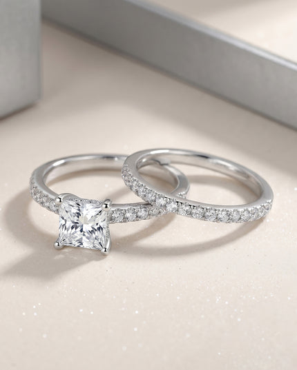 New set ring: Princess Fang S925 pure silver moissanite ring, pure silver silver gold-encased silver new Chinese style ring