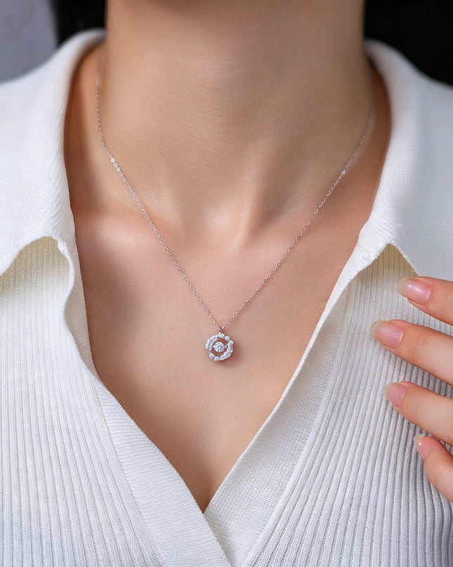 Aurelia Moissanite Halo Pendant Necklace