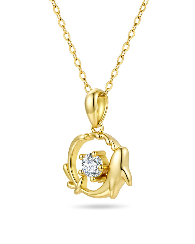 Marina Moissanite Dolphin Pendant Necklace