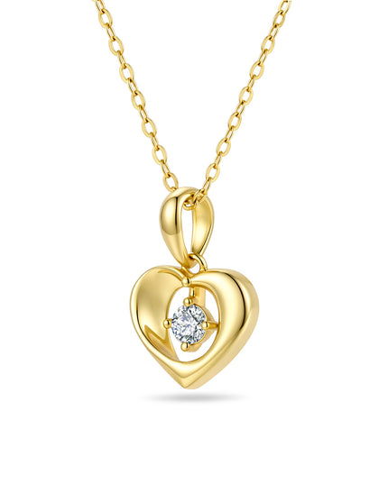 Dopamine S925 Sterling Silver Moissanite Necklace, 18K Gold Heart-Shaped Creative European and American Style Pure Silver Pendant