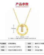 40cm+5cm extension chain / Gold color 1.3mm 1.0 fen moissanite * 13 S925 sterling silver