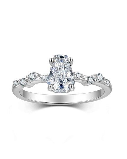 Cross-border TEMU Hot Coffin-Shaped Moissanite Ring S925 Pure Silver Unique Design Niche Jewelry