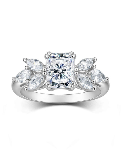 S925 Pure Silver Special-Shaped Long Octagonal Moissanite Ring, Cross-border Wide Light Luxury, Niche Western Exaggerated Accessories