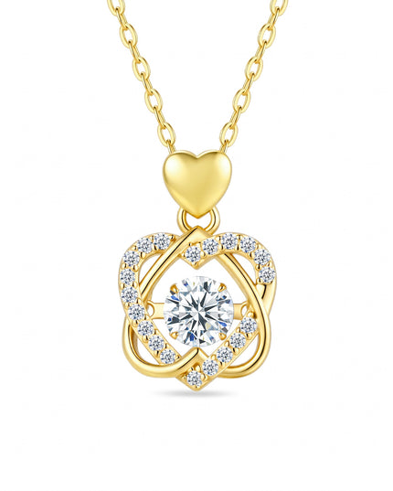 Amora Moissanite Heart Knot Pendant Necklace