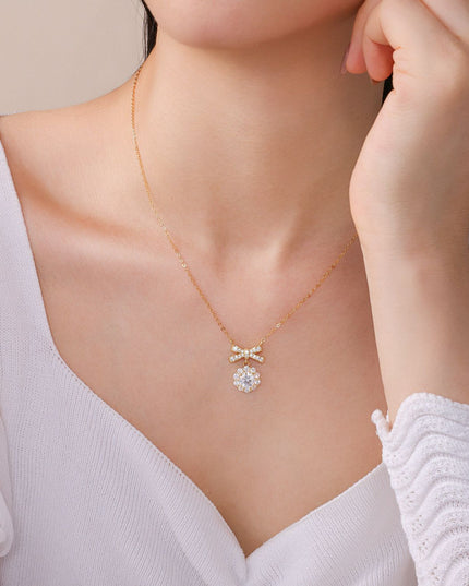 Necklace accessories for women, S925 sterling silver moissanite necklace, bow 925 sterling silver collarbone chain, jewelry necklace