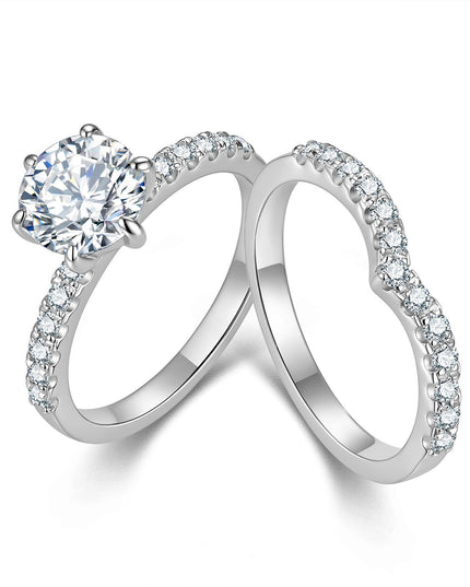 AliExpress New Set Ring S925 Pure Silver Moissanite Ring, Fashionable Light Luxury European and American Style Double Ring, Stackable Ring