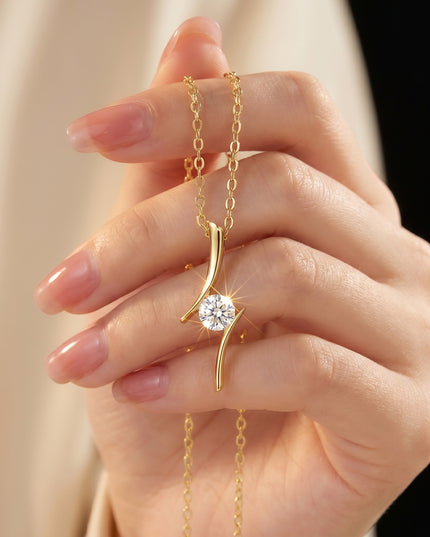 Elara Moissanite Curve Pendant Necklace