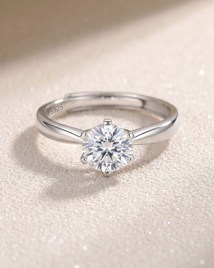 Classic Six-Prong Moissanite Solitaire Ring  S925 Sterling Silver