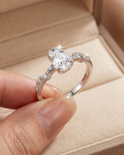 Cross-border TEMU Hot Coffin-Shaped Moissanite Ring S925 Pure Silver Unique Design Niche Jewelry