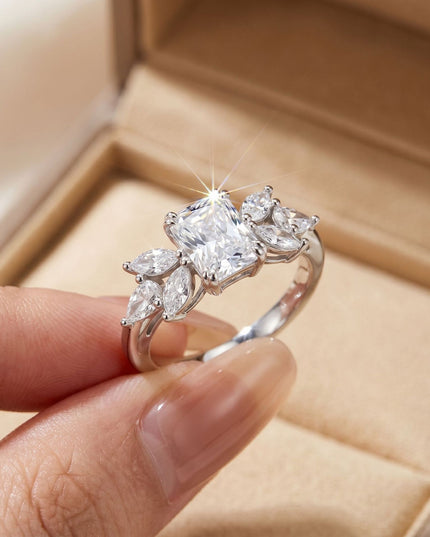S925 Pure Silver Special-Shaped Long Octagonal Moissanite Ring, Cross-border Wide Light Luxury, Niche Western Exaggerated Accessories