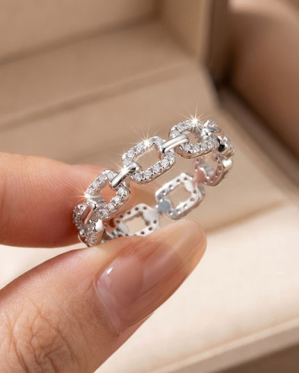 Korean Style InS925 Pure Silver Moissanite Ring, Popular Item: Hell Shackles Premium Korean Ring