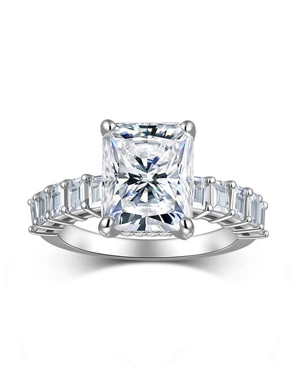 Cross-border hot-selling emerald-cut uniquely shaped moissanite ring, factory direct shipment, high-luxury 925 pure silver precision jewelry