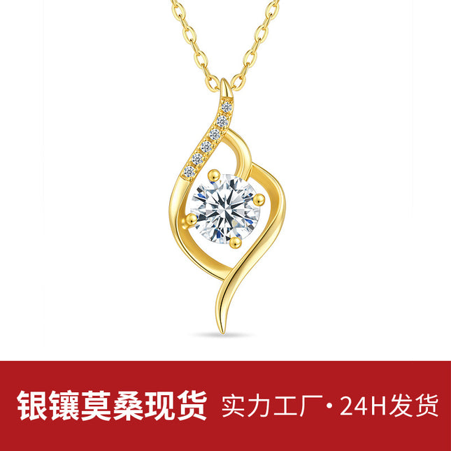 Jewelry for women, high-end S925 pure silver moissanite necklace, Angel's Eye national style 925 silver niche jewelry necklace