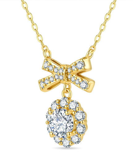 Necklace accessories for women, S925 sterling silver moissanite necklace, bow 925 sterling silver collarbone chain, jewelry necklace