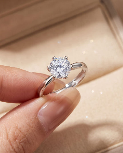 Classic Six-Prong Moissanite Solitaire Ring  S925 Sterling Silver