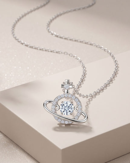 Celestia Moissanite Saturn Pendant Necklace