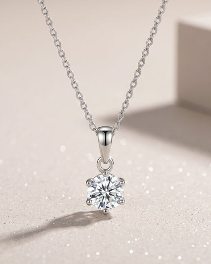 Classic Six-Prong Moissanite Solitaire Necklace
