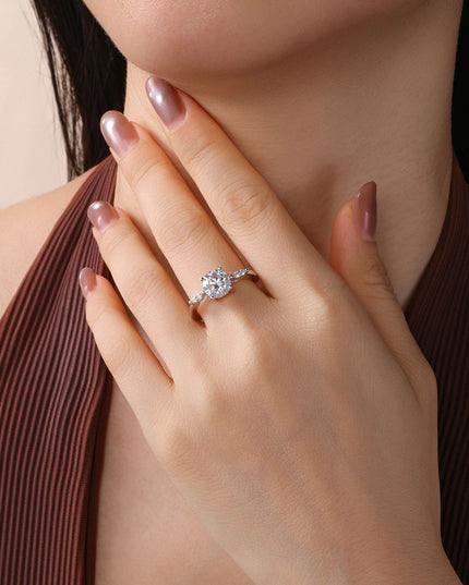Brush-Adjustable D Color Ultra Sparkling S925 Pure Silver Moissanite Ring, Light Luxury High-End Closed-Mouth Women's Ring, Personalized Customization