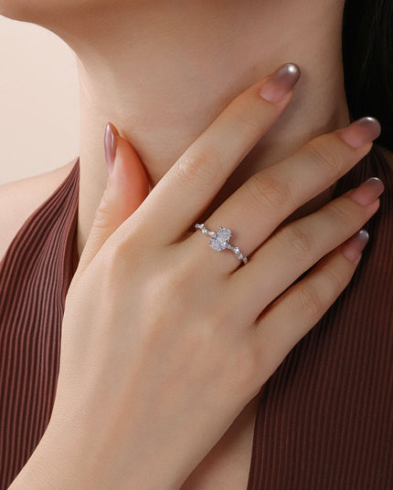 Cross-border TEMU Hot Coffin-Shaped Moissanite Ring S925 Pure Silver Unique Design Niche Jewelry