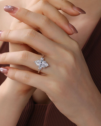 Best-selling horse-eye ring S925 pure silver moissanite ring, prong-set firmly gold-plated and color-resistant, European and American style women's ring