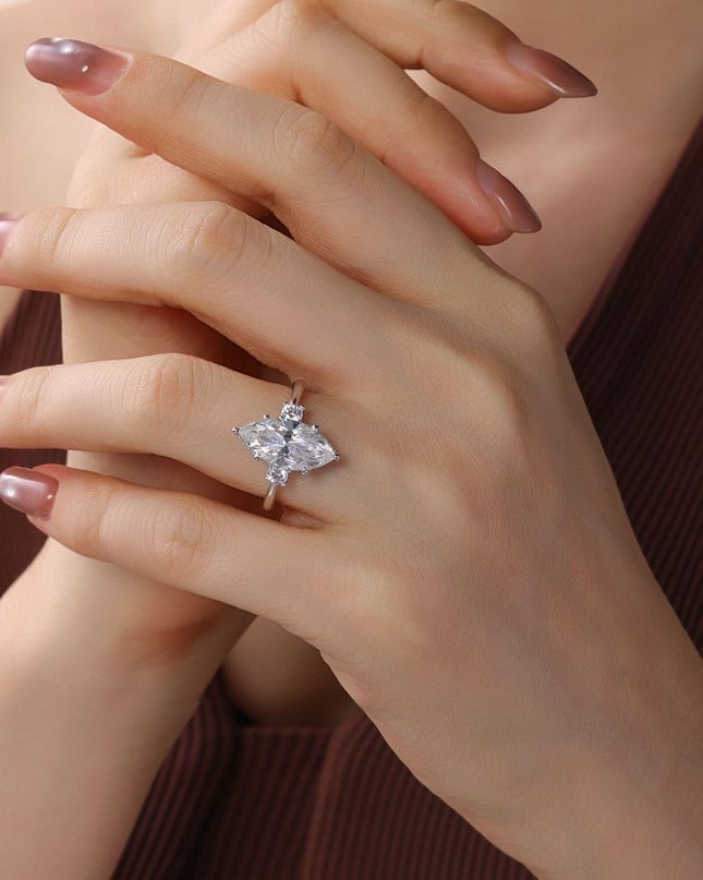 Best-selling horse-eye ring S925 pure silver moissanite ring, prong-set firmly gold-plated and color-resistant, European and American style women's ring