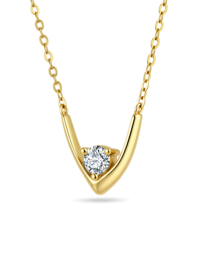 Vela Moissanite V Pendant Necklace