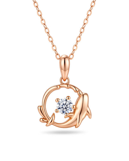 Marina Moissanite Dolphin Pendant Necklace