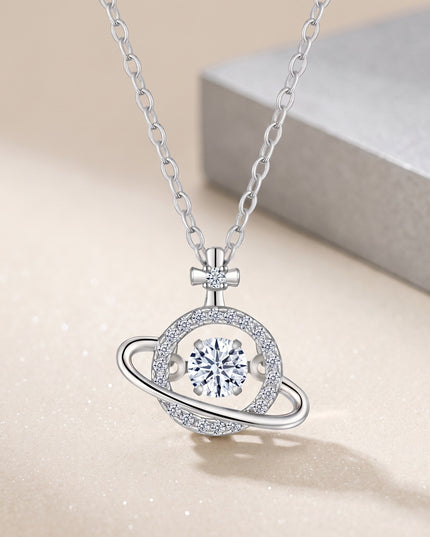 Celestia Moissanite Saturn Pendant Necklace