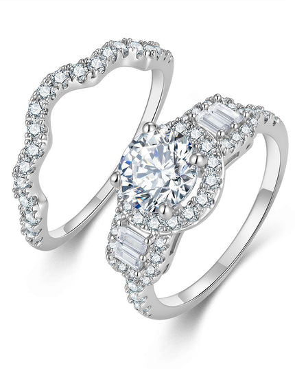 European and American Cross-border Dropshipping S925 Sterling Silver Moissanite Ring, Fashion Jewelry for Foreign Trade Export, Layered Ring Sleeve Set