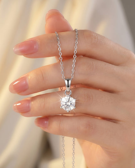 Classic Six-Prong Moissanite Solitaire Necklace