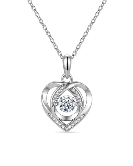 Heart-Heart Dynamic S925 Pure Silver Moissanite Necklace Heartbeat Pure Silver Pendant Birthday Gift for Girlfriend