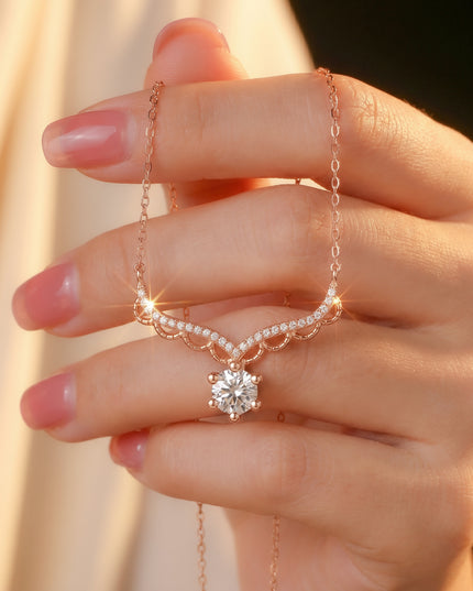 Serena Moissanite Crown Drop Necklace