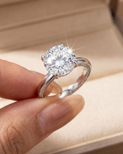 eaby Cross-border E-commerce S925 Sterling Silver Moissanite Ring, Bohemian Democratic Style 18K Gold Light Luxury Wedding Ring