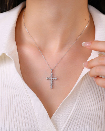 Faith Moissanite Cross Pendant Necklace