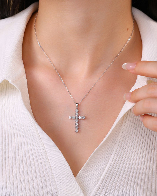 Faith Moissanite Cross Pendant Necklace
